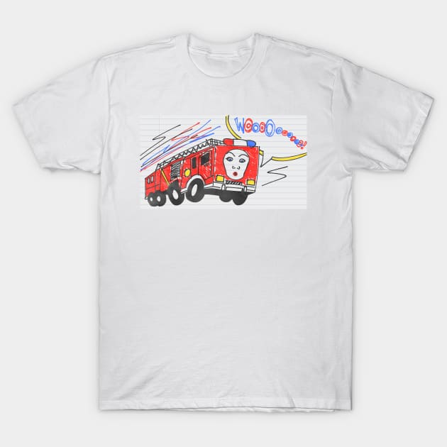 Fire Truck Maggie T-Shirt by The Small Beans Store